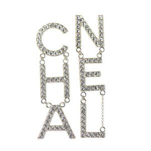 Authentic Crystal Cha-Nel Logo Drop Earrings Gold new wihout tag with box